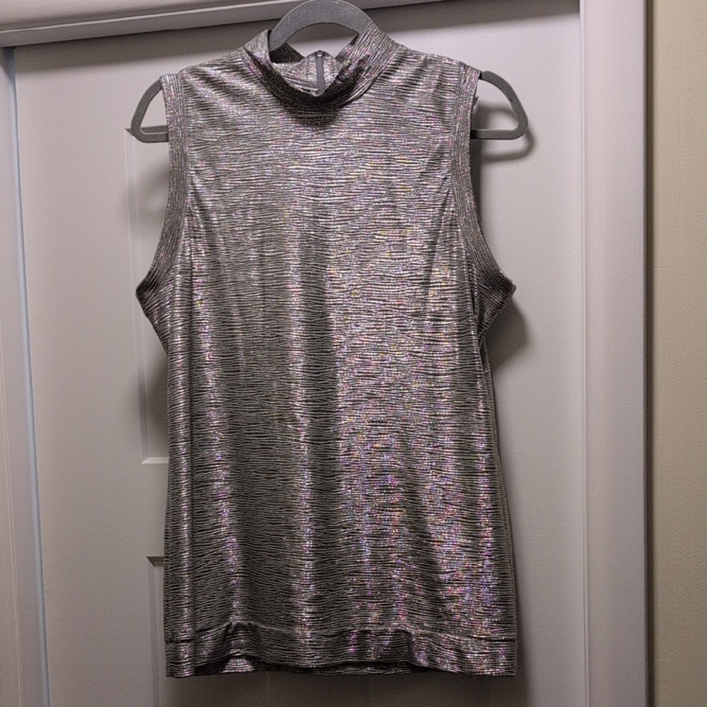 Chelsea & Theodore Shimmering Gold Sleeveless Blouse
